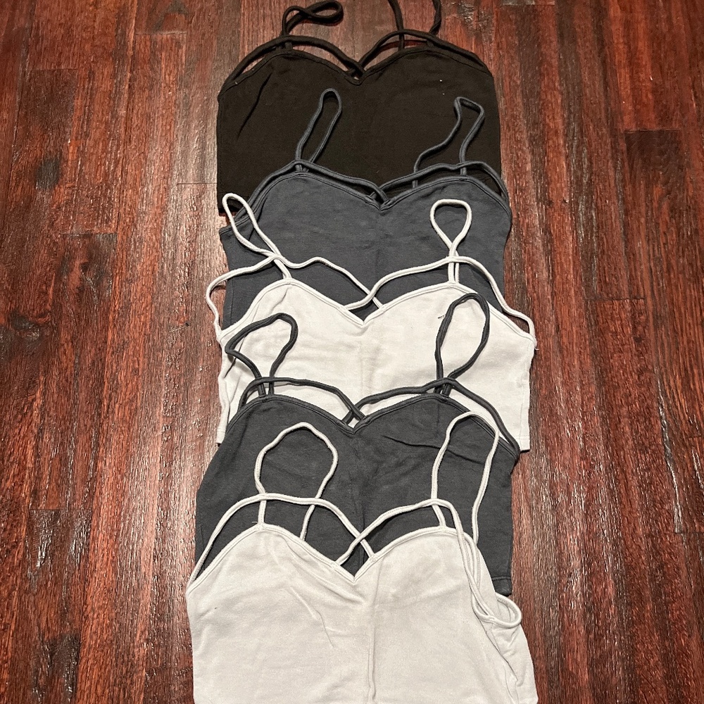 SET OF 5 Brandy Melville Cross Front Bralettes